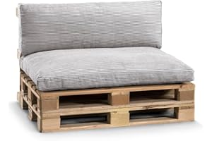 Gutekissen® Coussin de Palette Extérieur – Confort en Mousse pour Salon de Jardin, Terrasse, Balcon PWL (Set (Coussin d'assise 120x80 +Dossier 120x40), Gris Clair)