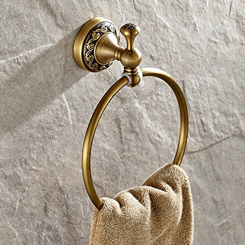 Weare Home Retro Solide Kupfer Einzeln Handtuchring Handtuchstangen Handtuchhalter, Minimal Klassic mit Einschnitt Bronze Beschichtung Wandmontage Haltbar Badzubehör Badaccessoires Dekor für Küche - 4