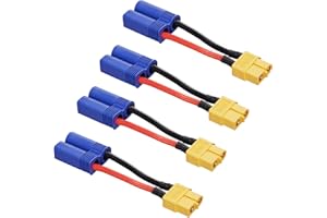 ZHOFONET EC5 Männlichen zu XT60 Weiblich Verbinder Adapter,4 Stück EC5 auf XT60 Verlängerungskabe mit 5CM 14WAG Silikonkabel für RC Drohne LiPo Akku