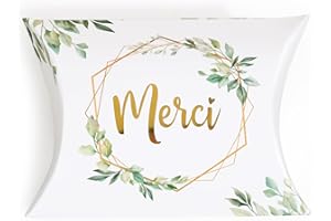 BOFUNX 50pcs Boîtes Dragées Mariage Boite bonbon Forme de Coussin Bonbonnière Faveur de mariage Cadeau pour Communion Baptême Aanniversaire Graduation Douche de Bébé