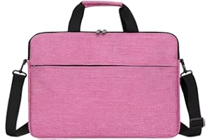 FATASH 15.6 Inch Laptop Sleeve Case | Waterproof Slim Shoulder Messenger Briefcase Bag with Handle, Padded Strap & Accessories Compartment for Work Compatible MacBook HP Dell Lenovo Asus Acer - Pink