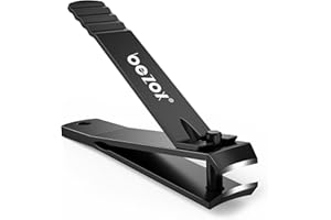 BEZOX Professional Large Jaw Curved Nail Clippers - Heavy Duty Nail Clippers Fingernail Toenail Clippers Trimmers - Heavy Duty Stainless Steel, Suitable for Thick Fingernail Toenail Men Women (Black)
