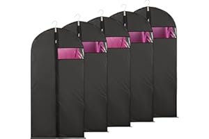 Niviy Suit Bags Garment Covers Moth Proof Clothes Covers Translucent Suit Protector with Zip Waterproof Anti-mite Breathable Garment Protectors, 5pcs 60 * 100cm (Black)