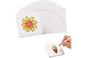 Lyreh 20pz Carta con Texture di Schiuma Magica, Versatili Carta per Dipingere Magica Cartas in Schiumas Bianca con Texture Gonfia Cartas Pittura in Schiuma per DIY Arte Artigianato Bambini (Quadrata)