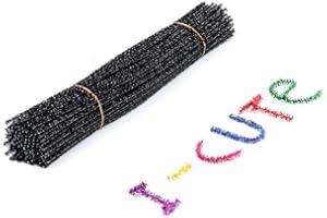 ABOOFAN 100pcs 30cm Glitter Pipe Cleaners Plush Sparkle Chenille Stems for DIY Art Creative Crafts Decorations (Black)