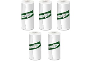 Lovcoyo Papier Thermique Blanc pour imprimante, Mini Autocollant, Papier Thermique, 5 Rouleaux, 2 Ans, 57 mm x 25 mm, pour journaux, Photos, textes, Notes d'étude et Plus