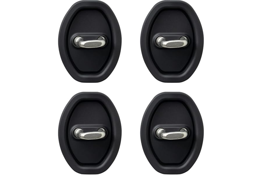 Ethlomoer 4PCS Car Door Lock Cover, Shock Absorption & Rust Prevention Buffer, Car Interior Decoration Accessories, Black