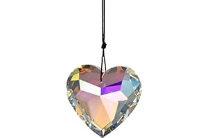 CCUUHJ Reflective Heart Crystals Suncatcher Hanging Sun Catcher with Chain Pendant Ornament for Window Home Garden Party Wedding Decoration (Yellow)