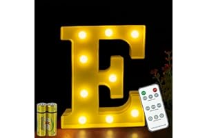 HONPHIER® Lettere lampada a forma di lettera con telecomando, lampada a LED, illuminazione lettera, luce notturna, decorazione per compleanno, festa, matrimonio (E)