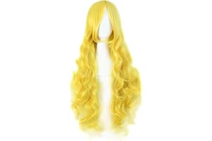 MapofBeauty 32" Langes Haar Spirale lockige Cosplay Kostüm Perücke (golden)