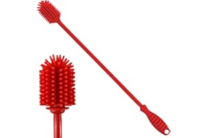Scovolino Borraccia (38CM) ROSSO, Spazzola Pulizia, Lava Bottiglia, lavabottiglie Lungo, Pulisci Borracce Silicone, Spazzole per Pulire Biberon, Senza BPA, Lavaggio Bicchieri, Scrubber, (KPRICE)