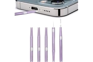 Fukaisu 5 Pzs Limpiador de Puerto Carga, Mini Cepillo Limpieza Doble Cara con Cerdas y Gancho Herramientas Limpieza Antiobstrucción para la Mayoría de Los Teléfonos Móviles (Morado)