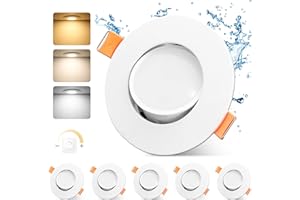 ‎GEYOULUX GeyouLux LED Einbaustrahler 230v Dimmbar 68-80mm 4.9W IP44 Ultra Flach LED Spots 3000K/4000K/6000K Deckenspots für Badezimmer Wohnzimmer 45°Schwenkbar Einbauleuchten Küche Spots Deckenleuchte 6er Set