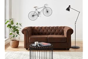 Vente-unique-Divano 2 posti in Microfibra Aspetto Pelle invecchiata - CHESTERFIELD