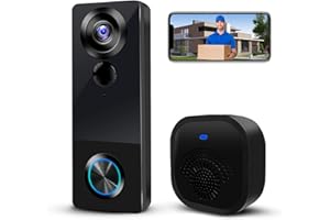 KAMEP Wireless Video Doorbell Camera with Chime, 1080P HD Smart Door Bells Camera with Voice Changer, PIR Motion Detection, Night Vision, 2-Way Audio, IP66, 2.4G WiFi, Battery Powered,Works with Alexa