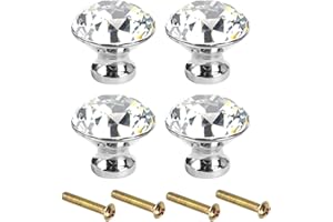 Fodlon Möbelknauf Vintage Kristall 4pcs Schrankgriffe Silber Diamantform Schubladenknöpfe mit Schrauben Möbelknöpfe Kinder Set Schrankknöpfe Kristallglas Griffe Küchenschrank für Tür Haus Dekoration