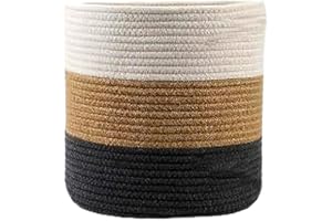 YDQUANI Woven Cotton Rope Plant Basket for Flower Pot Indoor Planters, 20 x 20 cm Jute Foldable Storage Basket Organizer Modern Decor Household Laundry Basket
