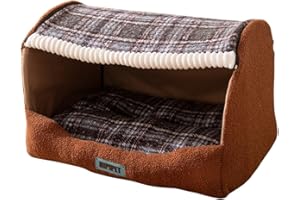 Galatée Cama para Perros, Cama Cueva para Gatos Suave, Plegable y Lavable con Cojín Desmontable, Bonita Casa para Gatos, Nido para Mascotas De Interior con Base Antideslizante(XL, Marrón Oscuro)