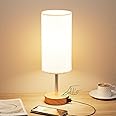 Aooshine Touch Bedside Lamp, 3 Way Dimmable Table Lamps with USB C+A Charging Ports, Small Touch Lamps Bedside with Flaxen Fabric Shade for Bedroom, Living Room, Dorm(LED Bulb Included)