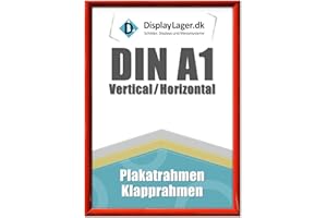 DisplayLager - A1 Rot Klapprahmen mit 25mm Aluminium Profil, Entspiegelter Schutzscheibe, Befestigungsmaterial