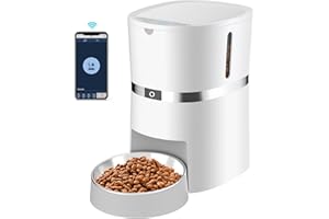 WELLTOBE Automatic Cat Feeder | 2.4G WiFi Smart Dry Food Dispenser | APP Control | 1-6 Meal per Day | Programmable Portions | Stainless Steel Bowl | 10s Voice Recorder | 4L for Small/Medium Pets (S38-W)