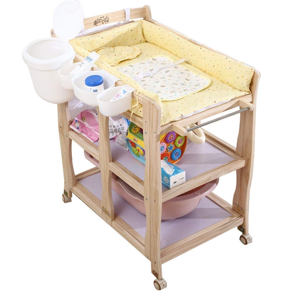 Lgzw Solid Wood Baby Changing Table Baby Storage Space Baby