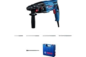 Bosch GBH 220 Corded Electric Rotary Hammer with SDS Plus, 720W , 2 J, 2.3 Kg, 3 Modes, For Concrete, Metal & Wood, 4 x Drill Bits SDS Plus, 1 Flat Chisel, & Carrying case, 1 Year Warranty