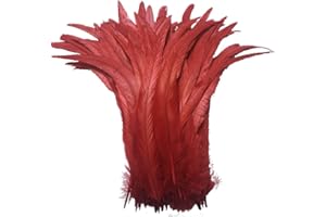 Sowder - Confezione da 50 piume di coda di gallo, lunghezza 28-35,6 cm, colore: rosso