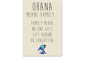 CIRRUS Ohana Means Family - Beige. Plaque murale en métal, art mural inspirant. Lilo et Stitch.