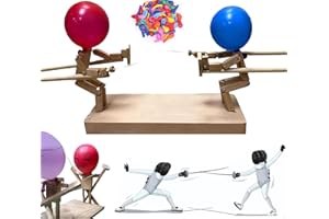 HOIDOKLY Balloon Bamboo Man Battle, Handmade Wooden Fencing Puppets 2024 - Gioco di combattimento per 2 giocatori, in legno con testa a palloncino, gioco da combattimento per scrivania (1PCS)