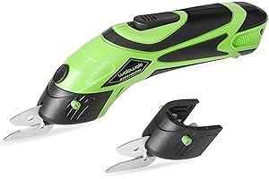 Walowalo Electric Scissors for Cutting Fabric, Cordless Box Cutter & Fabric Cutter with 2 Blades, Carpet Cutter & Cardboard Cutter for Crafts, Sewing, Leather, 4V Li-Ion Power Tool, Fast Charge