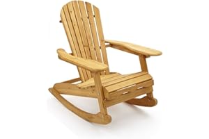 Trueshopping Adirondack Wooden Rocking Chair - Armchair for Garden Patio