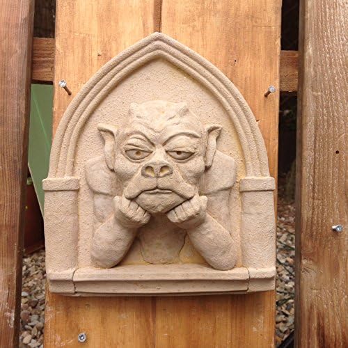 GARGOYLE. WIDOW grotesque bored wall plaque garden art. Original sculpts from The Stone Emporium