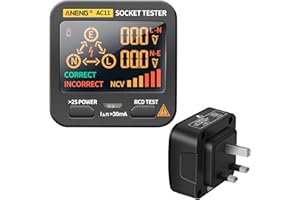 ULSAM Outlet Tester with LCD Display, Electrical Receptacle Detector Outlet Tester EBTN, 90-250V Voltage Socket Checker Socket Tester UK Socket Tester for Home Safety Inspections