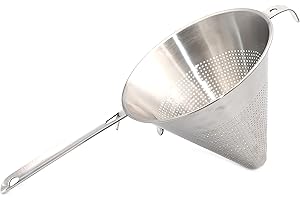 COCKTAIL7 Passoire Chinois Cuisine Inox Conique Profonde Passe Sauce Filtration Tamis Egouttoir Acier Inoxydable Utilisation Professionnelle Restaurant (Diamètre 19 cm)