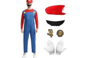 Ansamy Super Brothers Cosplay Kostüme für Erwachsene Kinder, Faschingskostüme Kinder Erwachsene, Herren Kostüm Karneval Cosplay Outfit für Herren Damen Jungen Mädchen, Herren