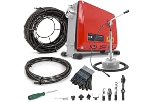 500W 450U/min Elektrische Rohrreinigungsmaschine für Ø30-100mm Rohrleitungen Rohrreinigungsspirale Ø10mm 5M, 16mm 21M Spiralen, Rohrreinigungsgerät Rohrreiniger Reinigung Drain Clean Abflussreiniger