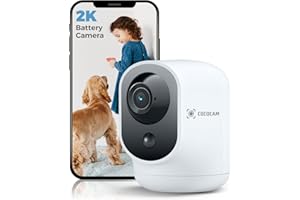 COCOCAM 2K Indoor Pan Tilt Security Camera WiFi with 5200mAh Battery, Wireless for Baby Monitor Pet Home Security, AI Recognition, PIR Human Detection, Works with Alexa, 2.4G WIFI