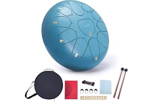 VixxNoxx Stahlzungentrommel Regentrommel Outdoor Garten Hand Drum Handpan Drum 10 Zoll 11 Noten C Key Musikinstrumente Percussion Instrument (Moos Blau)