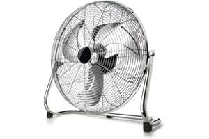 Taurus Sirocco 18 - Ventilador circulador de aire, 3 velocidades, 3 hélices metálicas, 45 cm de diámetro, inclinación ajustable, 120 W, rejilla extraíble, silencioso, base antideslizante, Color Cromo