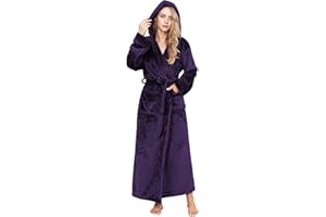 PUTUO Robe de Chambre Femme Polaire: Peignoir de Bain Femme Longue Hiver Chaud Peignoir avec Capuche