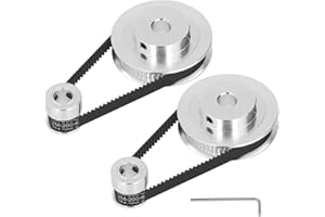 LUQEEG Paquete de 2 Ruedas Síncronas - Correa de Distribución Cerrada Elástica 20T 60T, Polea de Sincronización de Aleación de Aluminio 200mm de Longitud, 6mm(Diámetro interior de 8 mm/0,31 pulg.)