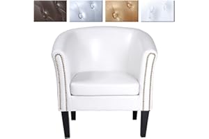 MIADOMODO® Sillón Chesterfield - de Madera y Cuero Sintético, Color Blanco - Sillones Dormitorio, Sillones para el Salón, Habitación, Sillón Lectura, Sillón una Plaza, Sillón Individual