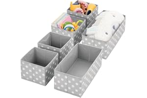 ‎MDESIGN mDesign 6er-Set Aufbewahrungsbox – Organizer in 2 Größen fürs Kinderzimmer – Aufbewahrungssystem aus Kunstfaser mit ansprechendem Design – grau und weiß