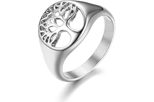 JewelryWe Schmuck Damen-Ring, Edelstahl Lebensbaum Baum des Lebens Hollow Ring Zehenring, Silber, Größe 49 bis 65, kostenlose Gravur