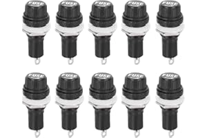 10 Pièces Porte-fusibles, Porte-Fusible à Bouchon à Vis à Montage Sur Panneau, 5 X 20mm Support de Fusible électrique pour Motos, Automobiles