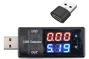 Leloco USB Tester Messgerät 2-in-1 USB(Mit TPY-C-Adapter) USB Messgerät Strommessgerät Digital Multimeter Strommesser Power Meter, Leistungskapazität Detektor,Power Charger Detector
