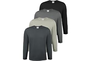ALPIDEX Herren Langarmshirt 4er Set Basic Oberteil Einfarbig Männer Stretch Shirt Unterhemd Untershirt Longsleeve Baumwolle Rundhals