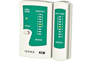 LEENUE Network Cable Tester POE, Ethernet Cable Tester for Cat7 Cat6 Cat5 RJ45 Network Cables and RJ11 Telephone Cable, Lan Tester, Green