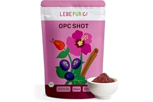 ‎LEBEPUR Lebepur BIO OPC Shot Pulver 500g - Traubenkernmehl mit 6300 mg OPC pro 100 g - aus französischen Chardonnay-Traubenkernen, für Smoothies, Shakes oder Müsli